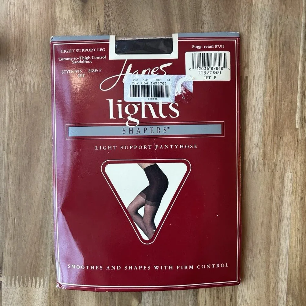 Vintage Hanes Alive Light Support Classic‎ Jet Size F  Pantyhose Granny USA MADE
